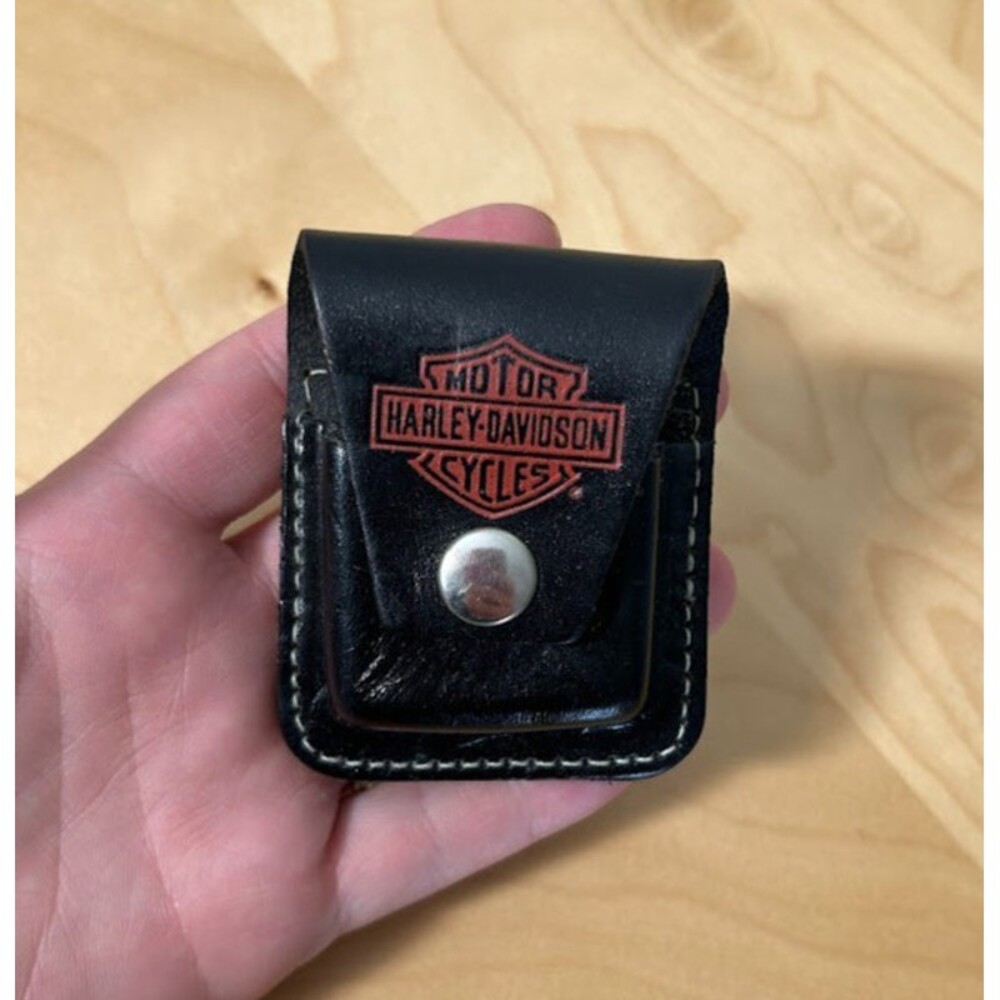 VTG Harley Davidson Motor Cycles Leather Lighter Zippo Holder Case Belt Loop USA